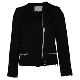 Iro-Veste motard Iro Phoebe Jacquard en coton noir-Noir