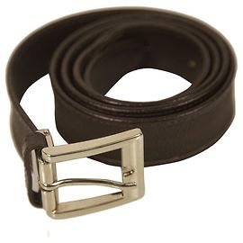 Burberry Women's Brown Leather Check Canvas Square Buckle Belt sz 42 / 105 Brown