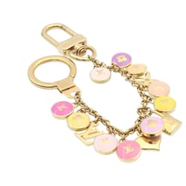 Louis Vuitton-LOUIS VUITTON Porte Cles Chainne Pastilles Charm Gold Pink M65380 LV Auth ki1155-Pink,Golden