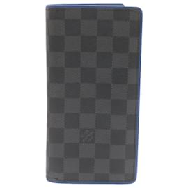 Louis Vuitton-LOUIS VUITTON Damier Graphite Portefeuille Brazza Long Wallet N64430 auth 26435-Other