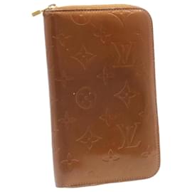 Louis Vuitton-LOUIS VUITTON Monogram Vernis Eldrich Zip Around Wallet Bronze LV Auth jk277-Bronze