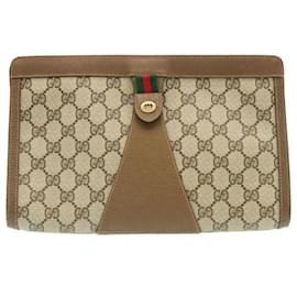 Gucci-GUCCI Web Sherry Line GG Canvas Clutch Bag Beige Red Green Auth yk2780-Red,Beige,Green