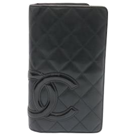 Chanel-CHANEL Matelasse Cambon Line Long Wallet Black Pink CC Auth th1938-Black,Pink