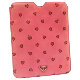 PRADA Tablet iPad Case Safiano Leather Pink Auth th1818 Pink