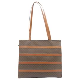 Céline-CELINE Macadam Canvas Tote Bag PVC Leather Brown Auth 23853-Brown