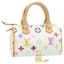 Louis Vuitton-LOUIS VUITTON Mini borsa a mano Speedy multicolore con monogramma Bianco M92645 auth 26093-Bianco