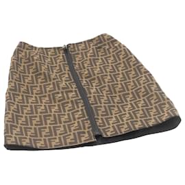 Fendi-FENDI Zucca Canvas reversible skirt Brown Black Auth gt1585-Brown,Black