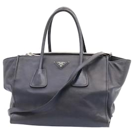 Prada-Prada 2Way Shoulder Bag Hand Bag Navy Auth ar5256-Navy blue