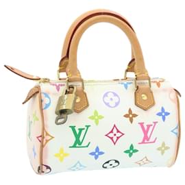 Louis Vuitton-LOUIS VUITTON Monogramm Mehrfarbige Mini Speedy Handtasche Weiß M.92645 Auth 25763-Weiß
