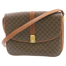 Céline-CELINE Macadam Canvas Shoulder Bag PVC Leather Brown Auth ai095-Brown