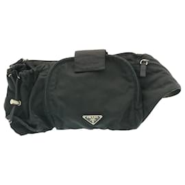 Prada-PRADA Waist bag Pouch Nylon Black Auth 25390-Black