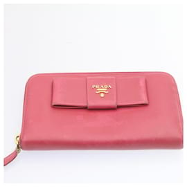 Prada-PRADA Safiano Leather Zip Around Long Wallet 3Set Black Pink Auth ar5240-Black,Pink