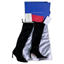 Stuart Weitzman Sublime botas de camurça até a coxa (couro de cordeiro) Preto