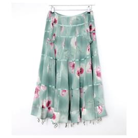 Christian Dior-Christian Dior x Galliano AW03 Silk Hardware Trimmed Skirt-Green