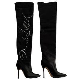 Manolo Blahnik Boots Black White Beige