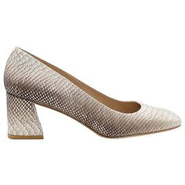 Stuart Weitzman Snake-Effect Heels in Beige Leather Brown Beige