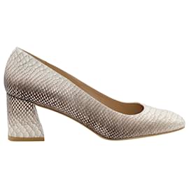 Stuart Weitzman-Stuart Weitzman Tacones con efecto de serpiente en cuero beige-Castaño,Beige