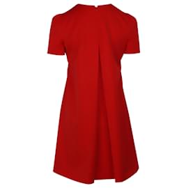 Alexander Mcqueen-Alexander McQueen Round Neck Mini Dress in Red Virgin Wool-Red