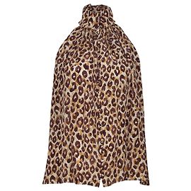 Zimmermann Super Eight Neckholder-Top mit Leopardenmuster aus brauner Seide Beige