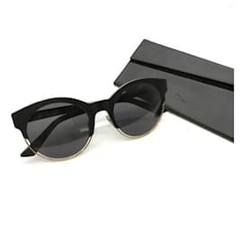 Christian Dior-[Usado] Christian Dior SIDERAL1 Gafas de sol J63Y1 Gafas Sideral Redondas con Logo Unisex 53 □ 21 145 Gafas Dior Negras-Negro