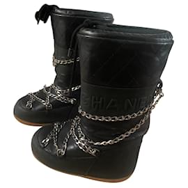 Chanel-botas-Negro,Hardware de plata