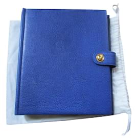 Christian Dior-Blue grained leather photo album.-Blue
