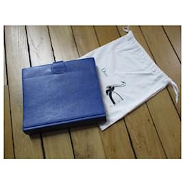 Christian Dior-Blue grained leather photo album.-Blue