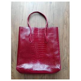 Alaïa-Leather Tote-Red