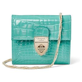 Aspinal Of London Small Mayfair Purse with Chain Turquoise