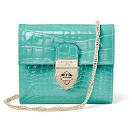 Aspinal Of London-Small Mayfair Purse with Chain-Turquoise
