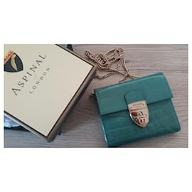 Aspinal Of London-Petit sac à main Mayfair avec chaîne-Turquoise
