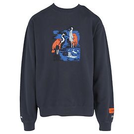Heron Preston Felpa con grafica ricamata Blu