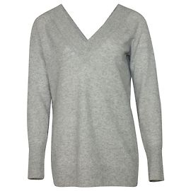 Pull à col en V Equipment en Cachemire Gris Gris