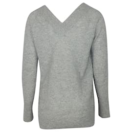 Equipment-Equipment V-necked Sweater in Grey Cashmere-Grey