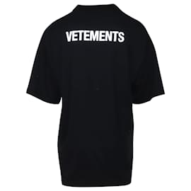 Vêtements-Camisa de algodón negro con cuello redondo y estampado Staff de Vetements-Negro