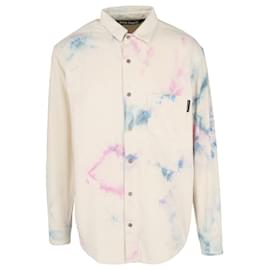 Palm Angels-Tie-Dye Denim Shirt-White