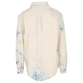 Palm Angels-Tie-Dye Denim Shirt-White