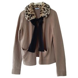 Claudie Pierlot Strickwaren Beige Leopardenprint