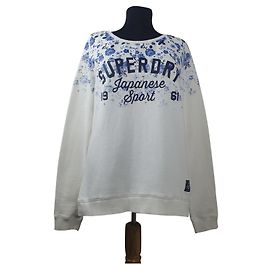 Superdry Ombre Floral Sweatshirt Weiß Baumwolle Weiß Mehrfarben
