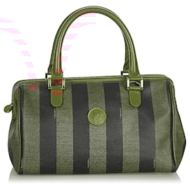Fendi-Fendi Brown Pequin Sac à main-Marron,Noir
