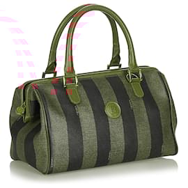 Fendi-Fendi Brown Pequin Sac à main-Marron,Noir