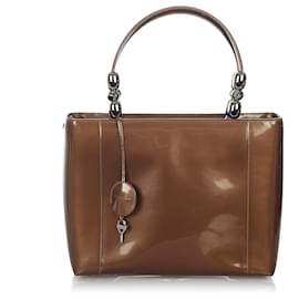 Dior-Dior Brown Malice Patent Leather Handbag-Brown