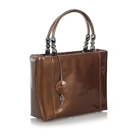Dior-Dior Brown Malice Patent Leather Handbag-Brown