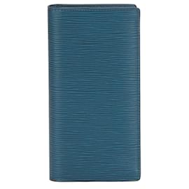 Louis Vuitton-Louis Vuitton Blue Epi Brazza Long Wallet-Blue