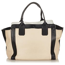 Chloé Sac cabas en cuir blanc Chloe Alison Noir Blanc