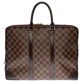 Louis Vuitton-Very chic Louis Vuitton Jour Document Holder in brown checkered canvas, garniture en métal doré-Brown