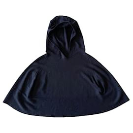 John Smedley-Capa de lana negra con capucha T. U - colección cápsula de John Smedley-Negro