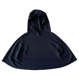 Cape à capuche en laine noire T. U - Coll° capsule John Smedley Noir
