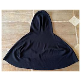 John Smedley-Black wool hooded cape T. U - John Smedley capsule collection-Black