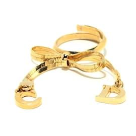 Dior-[Used] DIOR / Christian Dior Ring Ribbon Gold Metal Material-Golden